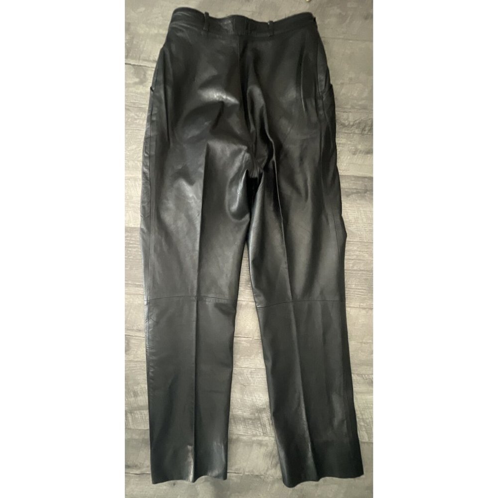 Vintage Echtes Leder Faux Leather Pants Womens 8 Black Lined High Rise Mom 28x29